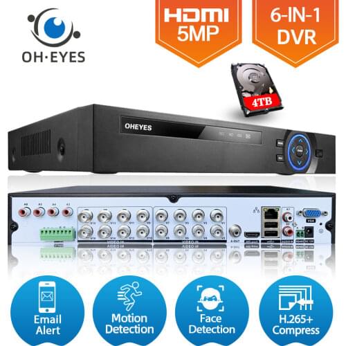 16CH AHD DVR HD 5MP CCTV Security Camera System Kit 6 IN 1 16 Channel Hybrid DVR 8 Channels Digital Video Surveillance Recorder