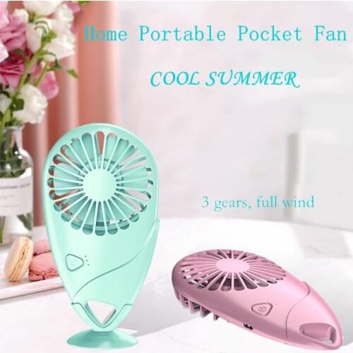 2020 Mini Home Portable Pocket Fan Three Gear Cool Air USB Fan Hand Held Travel Cooler Cooling Power for Office Outdoor