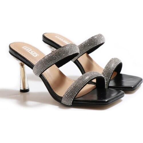 2021 Newest Fashion Summer Women Sandals Strap With Rhinestones Thin Heel Open Toe Sexy Ladies Pumps Luxury Woman shoes Gladitor