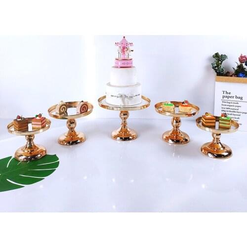 1-7pcs Electroplating Gold silver mirror face cake stand set wedding party table candy bar table decorating tools