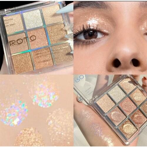 9 colors Glitter Bomb Matte Eyeshadow Pallete Long lasting Glitter Eye Pigments Shimmer and Shine Eyeshadow Makeup Palette