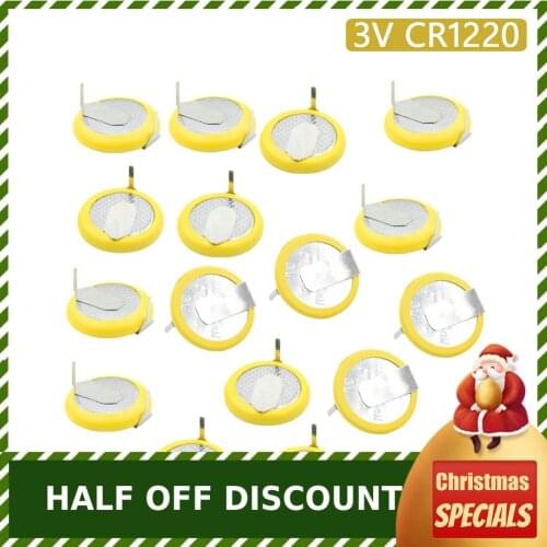 Battery CR1220 3V Coin Cell With 2 Pins For E-dictionary Medical Device 16Pcs