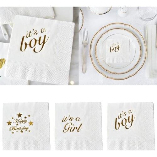 50PCS Paper Napkin Shiny Disposable Party Soft Napkin Tissue Paper Beverage Napkin for Birthday Wedding Party Supply Decoration