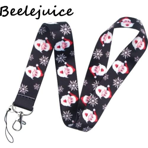 Father Christmas Neck keychain necklace webbings ribbons Anime Cartoon Neck Strap Lanyard ID badge holder Keychain Lanyards