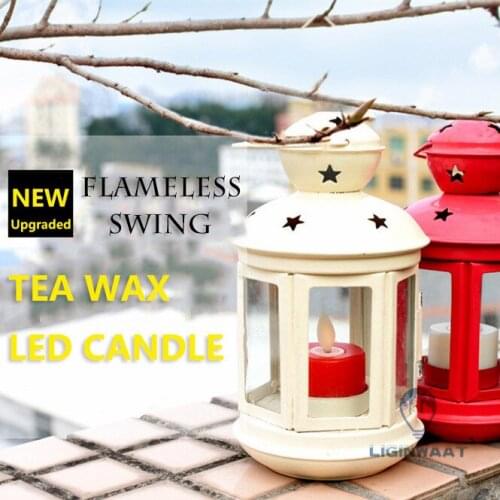 Tea Wax Electronic Candle Night Light LED Candle With Flameless Swinging Wick For Christmas New Year Party Wedding Decoration