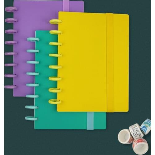 A5 Mushroom T Hole Notebook Cover 8 Binding Disc Ring Planner Protective Shell Plastic Color Cover Elastic Strap Office Supplies
