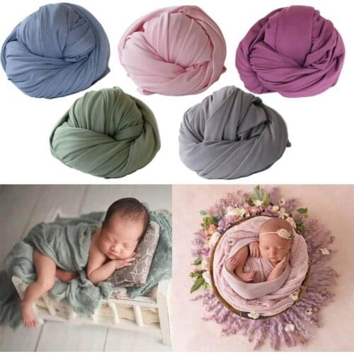 Stretch Wrap Cloth Newborn Photography Props Soft Infant Solid Color Photo Wraps Baby Shooting Accessories