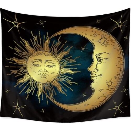Bohemian Style Tapestry Sun Printed Square Wall Hanging Multifunctional Beach Towel Blanket Picnic Cloth Chic Ornament