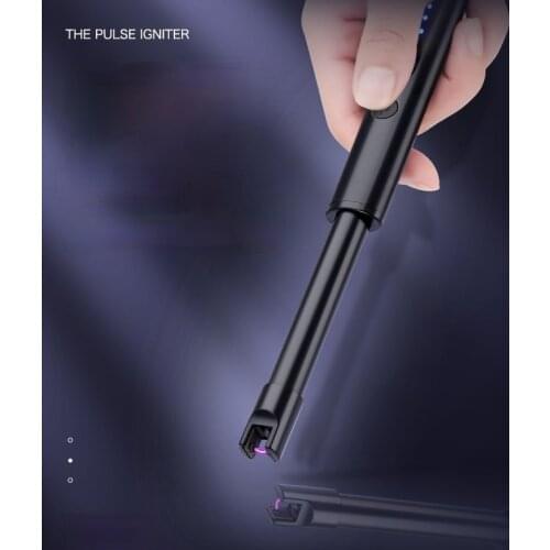 Pulse Arc Igniter USB Rechargeable Igniter Kitchen Lighter Hidden Hook Visual Power Super Windproof Gun Cooking Torch Lighter