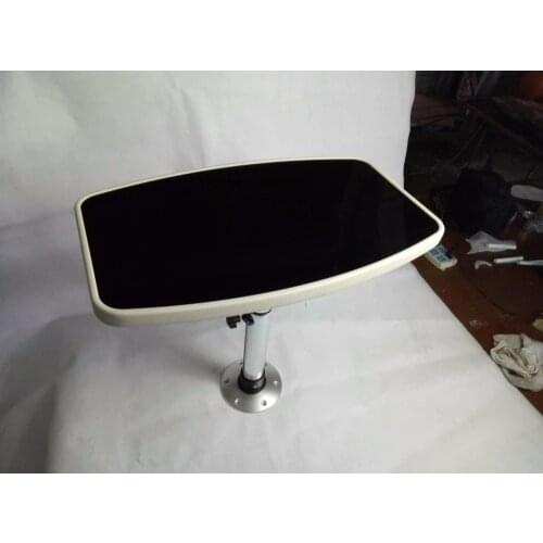 Caravan Motorhome Marine Boat White Leather Table With Black Acrylic Insert 600*380mm 23.6*15 Inch