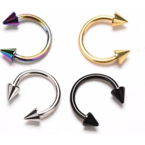 Brand Name 1 PC Stainless Steel Nose Ring Piercing Horseshoe Spike Septum Unique One ring Lip Piercing for Women Men