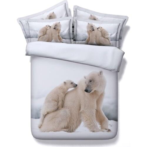 4PCS/Set/Lot 3D Polar bear bedding set duvet cover sets bed sheets bedspreads California king queen size full twin single linen