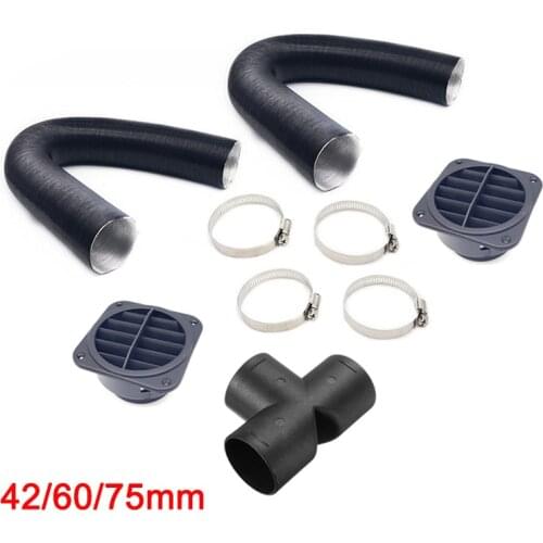 60/75/42mm Car Heater Replacement Kits Air Diesel Parking Heater Ducting Pipe Air Vent Outlet Hose Tube Connector w/Hose Clips