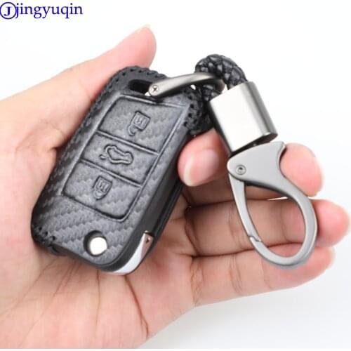 Leather Key Case Key Cover For Volkswagen VW Golf 7 GTI R MK7 Tiguan For Skoda Octavia A7 Karoq For Seat Leon Ibiza Key Portect