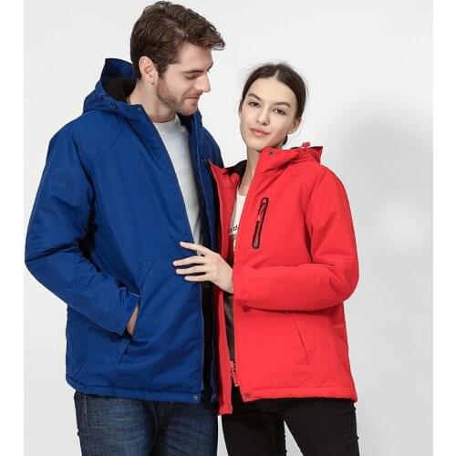 Electric Heated Jackets Vest Down Cotton Outdoor Coat Couple USB Waterproof hiking jackets Hooded Winter Thermal heating jacket