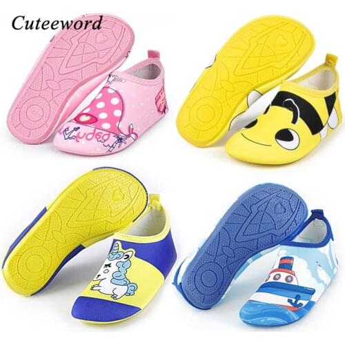 Summer Childrens Beach Shoes Soft Sole Breathable Quick-drying Barefoot Swimming Shoes Cartoon Print Kids Boys Girls Home Shoes