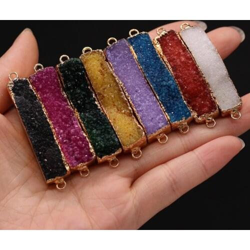 Fashion Colorful Healing Resin Druzy Connector Charms Pendant Gold Edged Bound Pendant for Bracelet Necklace Jewelry Making ACC
