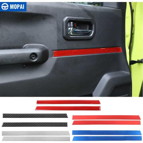 MOPAI Carbon fiber Stickers for Suzuki Jimny JB74 Aluminum Car Door Inner Decoration Cover for Suzuki Jimny 2019+ Accessories