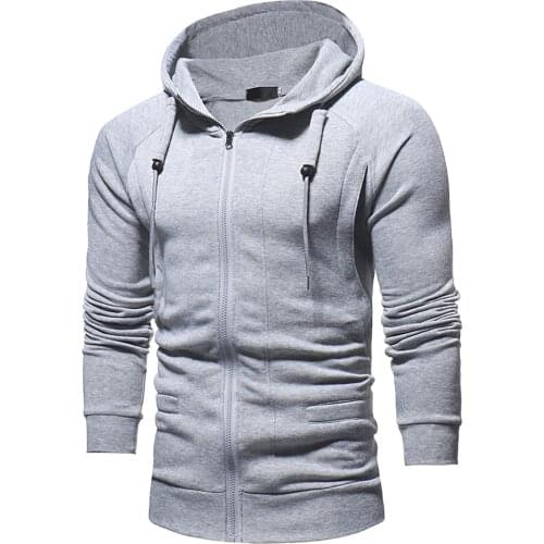 Mens Hoodies Sweatshirts Casual Solid Color Sports Sweatshirt Zipper Hooded Pullover Man Sweatshirt Autumn Winter