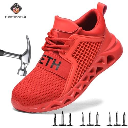 Mens Outdoor Breathable Steel Mesh Toe Anti Crush Safety Shoes Light Puncture Proof Comfortable Work Shoes Safety Boot
