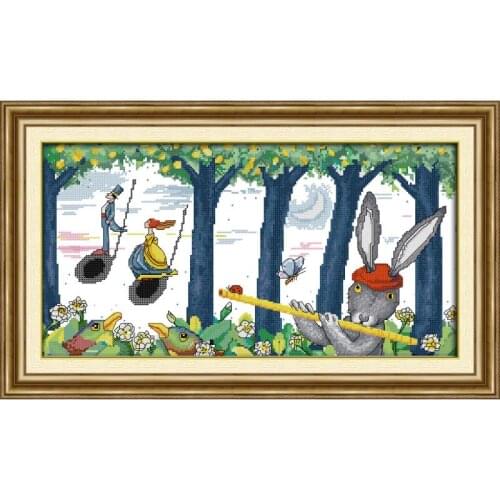 Joy Sunday Play A Musical Instrument Cross Stitch Kits Dmc 11&14CT Fabric DIY Handmade Embroidery Needlework Room Painting Gift