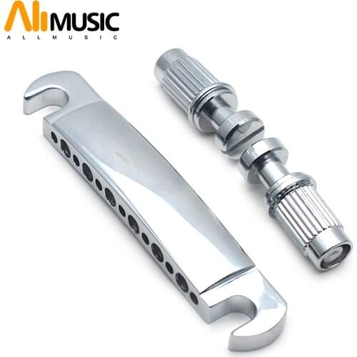 A Set 13 Hole Tune-O-Matic Tailpiece with Stud & Anchor for LP Electric Guitar (6/7/8/12 String) Chrome