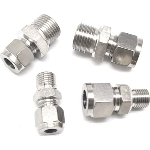 M10x1 M14x1.5 Male Fit Tube O/D 6/8/10/12mm 304 Stainless Steel Pipe Compression Fitting Tube Connector 2.5Mpa