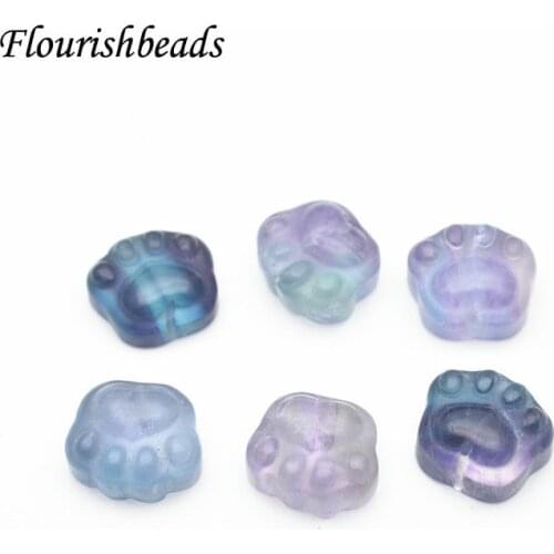 Super Cute Cat Claw Shape Stone Beads Natural Fluorite Drop Earrings Fits DIY Earrings Girl Women Fashion Jewelry Making 10pcs