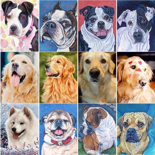 New 5D DIY Diamond Painting Golden Retriever Dog Diamond Embroidery Animals Cross Stitch Full Square Round Drill Home Decor Gift