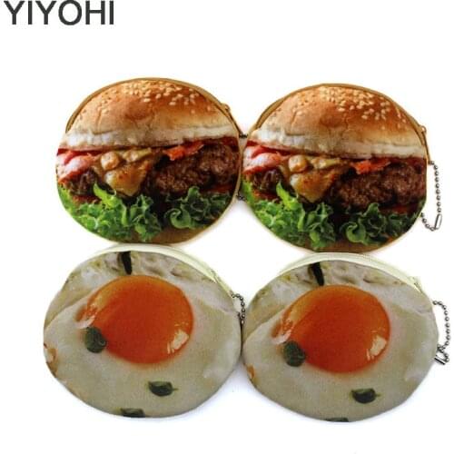 YIYOHI New Cute Style Novelty 3D Printing Zipper Plush Coin Purse Kawaii Children Coin Purse Women Wallet Mini Handbag