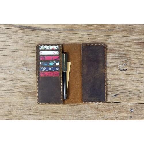 Personalized leather checkbook covers with pen holder , custom checkbook wallet holder , leather wallet with checkbook holder