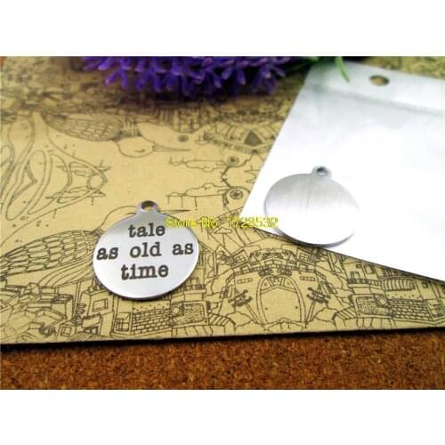 20pcs--stainless steel Charms tale as old as time DIY Charms Pendants for necklace/bracelet/keychain DIY jewelry