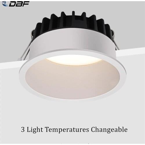 [DBF]2020 Frameless 3 Light Temperatures Changeable Recessed LED Downlight 7W 10W 12W 15W Round LED Ceiling Spot Light Bedroom
