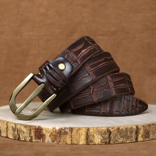 Retro Pin Belt Buckle Luxury Thick Belts Men Leather Vintage Do Old Belt Men Wide Jeans Ceinture Homme Male Strap