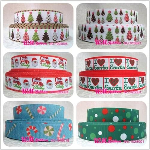 Q&N ribbon 7/8inch 22mm cartoon Santa Christmas day printed grosgrain ribbon 50yds/roll free shipping for hair bow hair tie