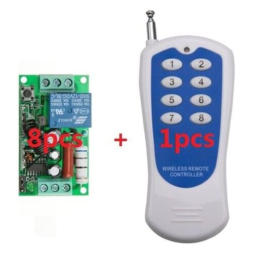 Smart wireless remote switch 220V,Power Switch System 8 Receiver& 1 Transmitter 8CH 10A Light Lamp LED SMD ON OFF