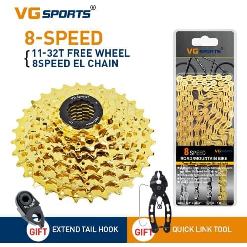 8 9 10 11 Speed Velocidade Bicycle Freewheel Road Bike Sprocket Cassette Freewheel Bike Wear-resistant Bike Parts+Bike Chain Set