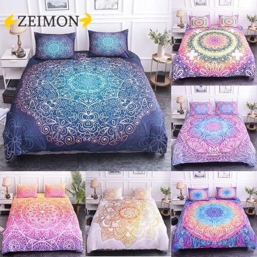 ZEIMON Bohemian Mandala Printed Duvet Cover Set Bedding Sets With Pillow Case Luxury Microfiber Bedspread Home Textiles