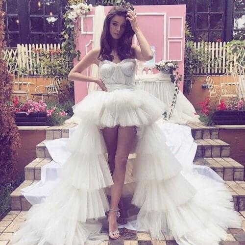 Boho Skirt Wedding Dresses High Low Skirts Women Wear Elastic Waistband casamento Ruffle Bridal Skirt Long