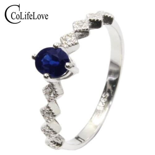 100% natural royal blue sapphire ring for woman 4 mm * 5mm VS grade sapphire silver jewelry 925 sterling silver sapphire wedding