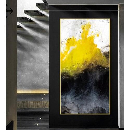 Gold Luxury Painting Abstract Wall Art Canvas Painting Black and White Yellow Wall Art Posters and Prints for Living Room Decor