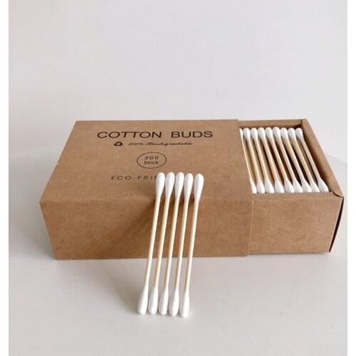 100/200pc Cotton Swab Bamboo Cotton Swab Wood Sticks Disposable Buds Cotton for Beauty Makeup Nose Ears Cleaning