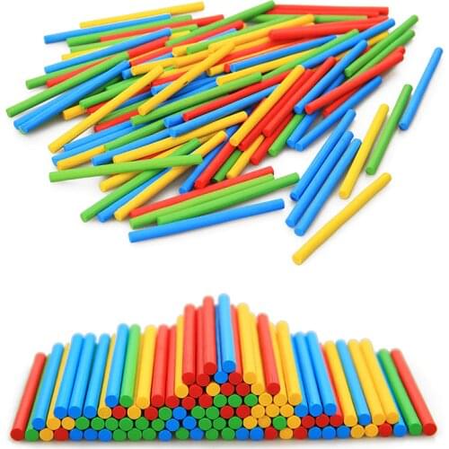 100Pcs Montessori Mathematics Toys Chopsticks Colorful Counting Sticks Bamboo Educational Wood Toys for Children Colors & Shapes