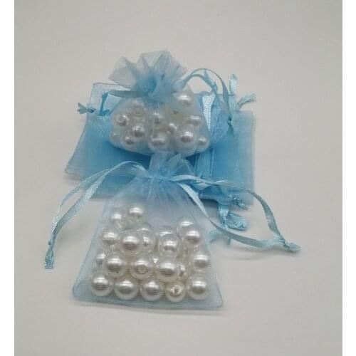 100pcs Organza Bags Sky Blue Organza Gift Bags For Jewelry Packaging Display Christmas Wedding Jewelry Storage Drawstring Bag