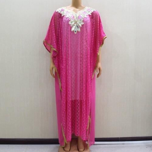 2020 Beautiful African Lace Fabric Long Dresses Appliques Sequins Fashion Women Dress For Party (2 in 1) Two Piece Set