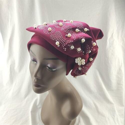 2021African Nigerian Turban Cap With Women Cotton Breathe Hat Muslim Scarf Gel Headgear Wide Brim Auto Gele Aso Ebi Headtie