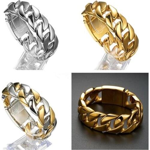 26/31MM 316L Stainless Steel Curb Cuban Bracelet Huge Heavy Silver Color Tone Chain Wholesale Jewelry Mens Boys Bike Bracelet