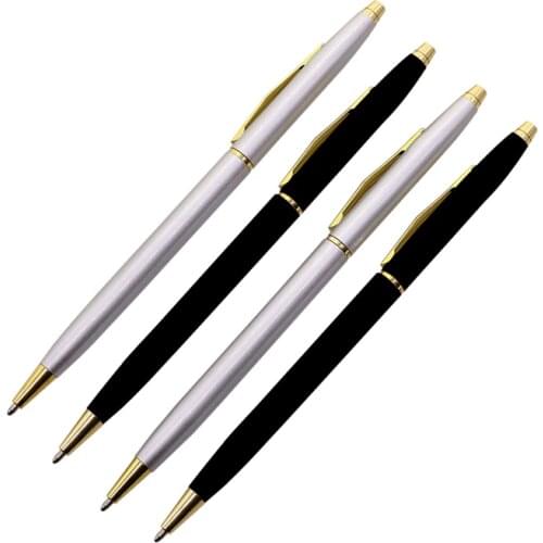 3 pcs Metal pen Stainless Steel Rod Rotating Metal Ballpoint Pen Commercial Ballpoint Pen Gift Stationery Luxury crystal pen