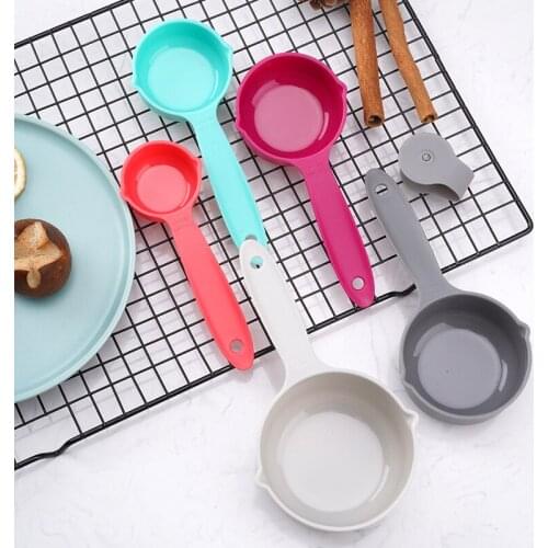 5Pcs Colourful Plastic Measuring Spoons Teaspoon Coffee Sugar Scoop Cake Baking Flour Measuring Cup Multi-Purpose Kitchen Gadget