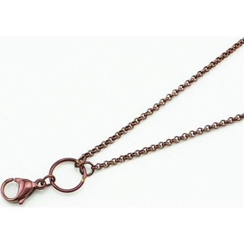 80cm chocolate stainless steel floating locket chains necklaces 1pcs/lot